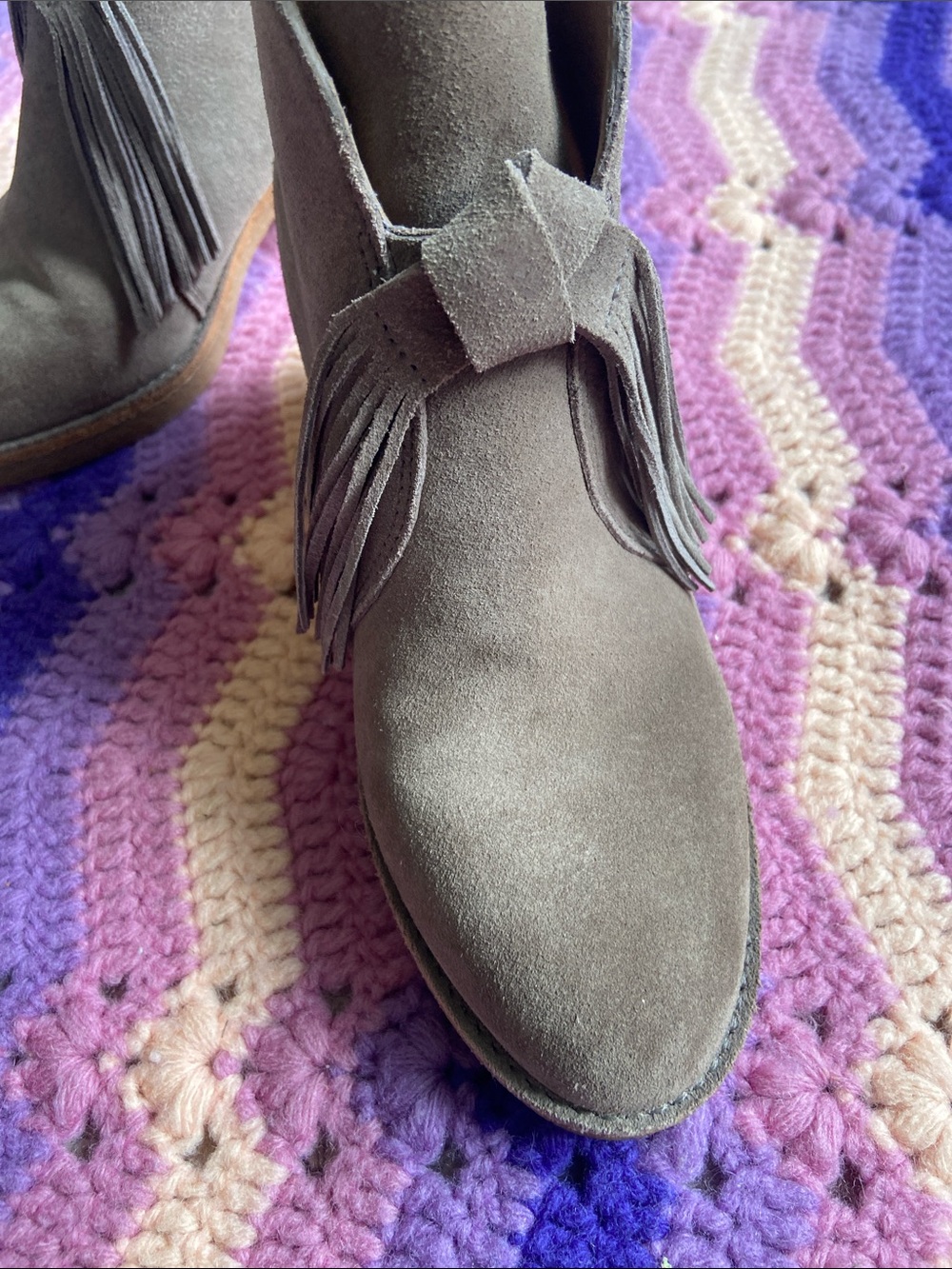 UGG Taupe Suede Tassel Ankle Boots - Picture 4 of 14